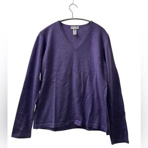 Morgano Violet Merino Wool V Neck Sweater